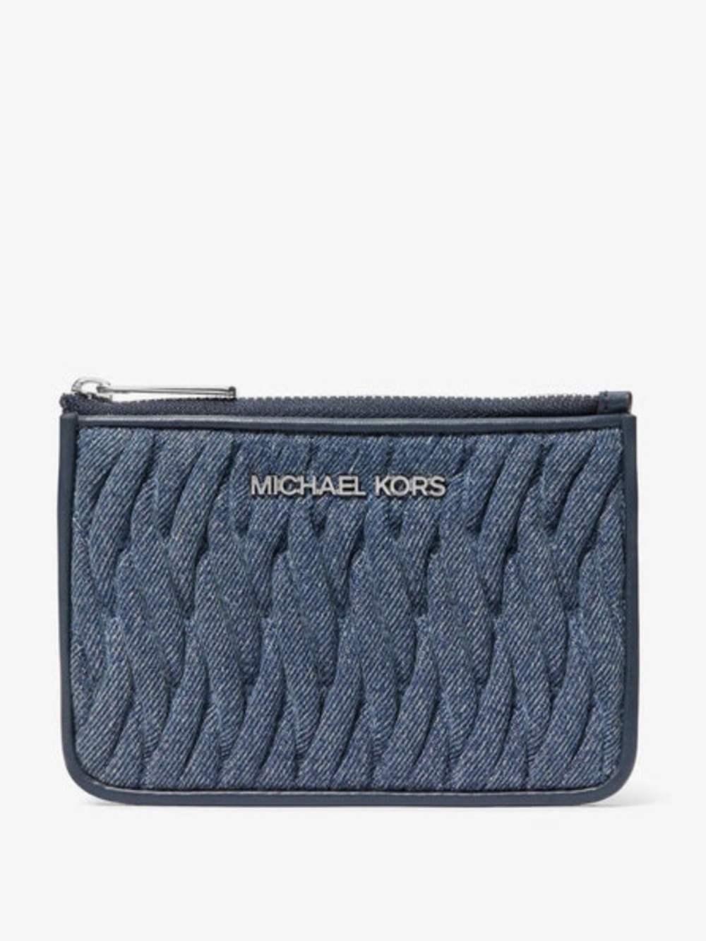 Michael Kors Jet Set Travel Small Matelassé Denim Coin Pouch in Denim NWT